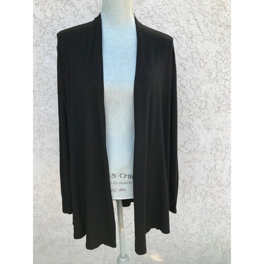 NWT‎ Black Open Front Draped Lightweight Knit Cardigan Sweater - Medium